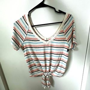 Abercrombie Cropped Tie Front Tee, S